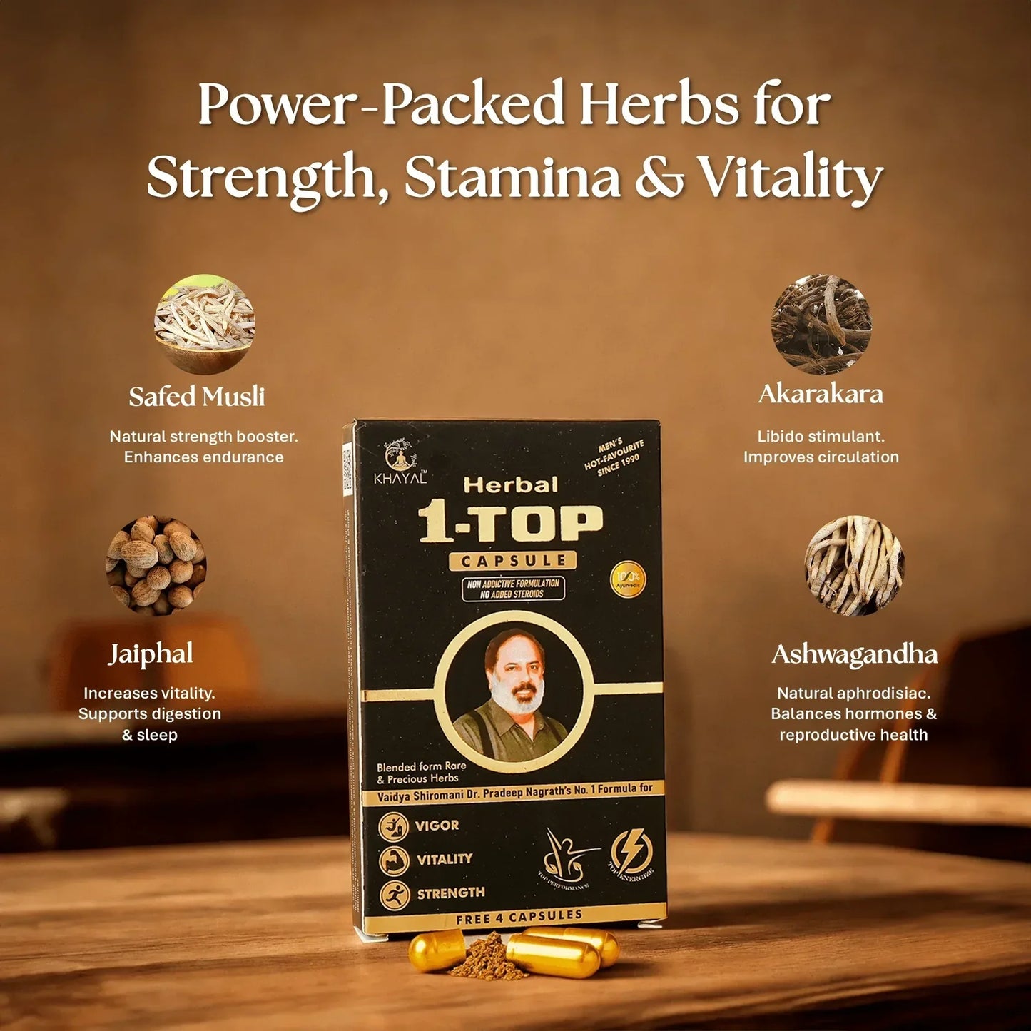 Khayal Herbal 1-Top Capsule | Non-Addictive Ayurvedic Formula ( Pack of 3 )