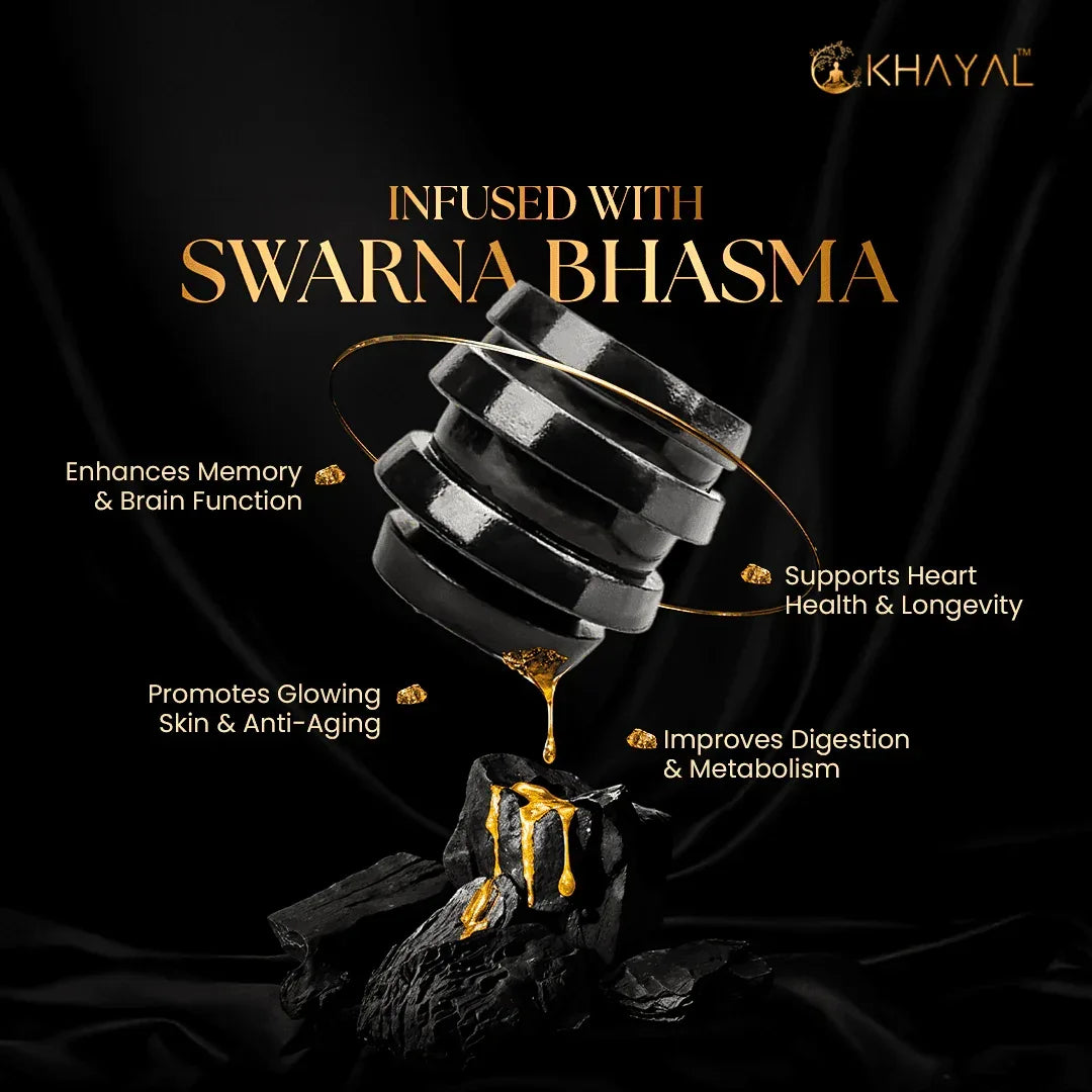 Black jars stacked vertically with gold accents and a golden liquid.